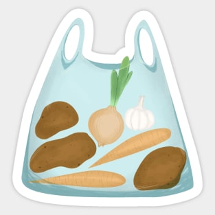 Transparent plastic bag with vegetables Sticker